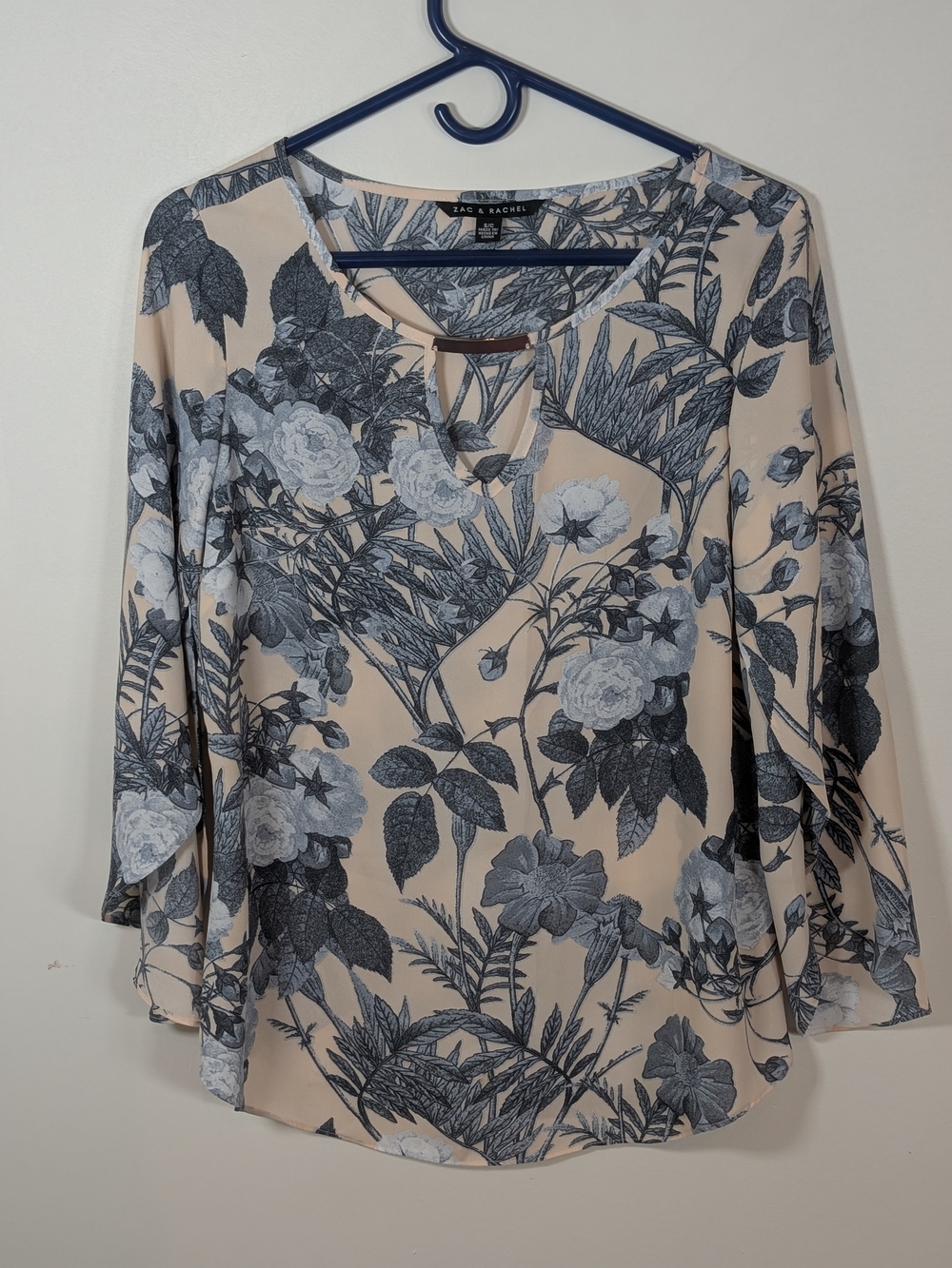 Polyester blend blouse, Zac & Rachel, floral print 3/4 sleeve top